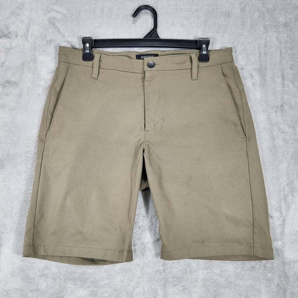 Proof Shorts Mens 31 Green Performance Stretch Chino Travel 9 Inch Inseam
